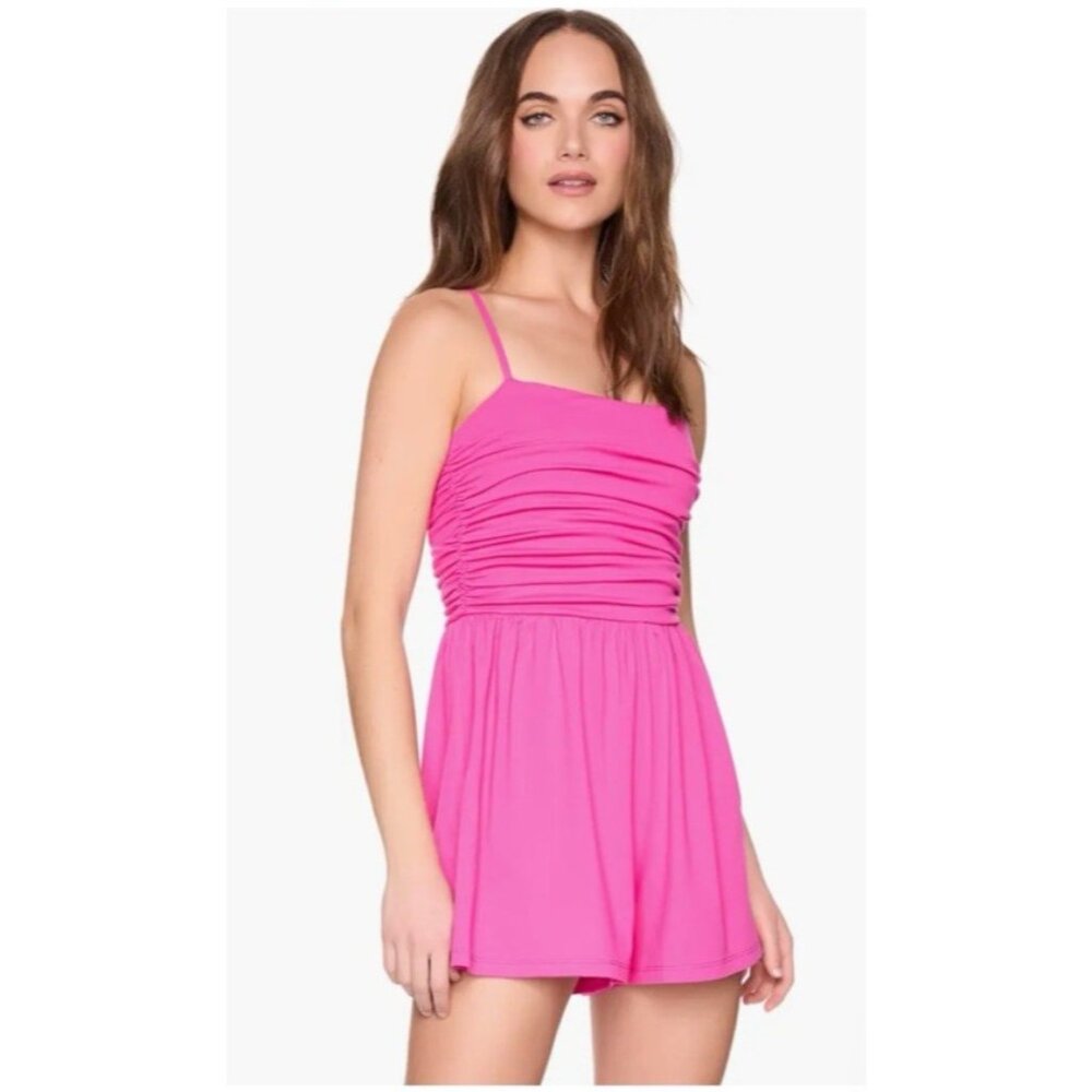 Susana Monaco Romper Size L Large Hot Pink NWT MSRP $158